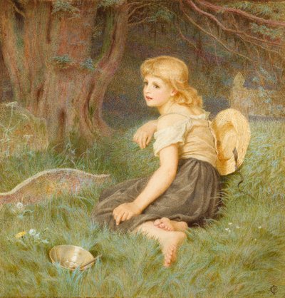 And there upon the ground I sit..., 1878 by Constance Phillott